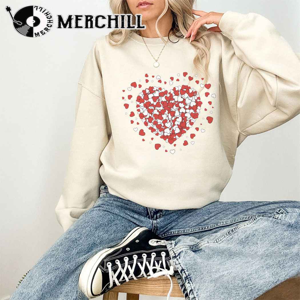 Heart Full of Hearts Sweatshirt Retro Valentines Day Gift