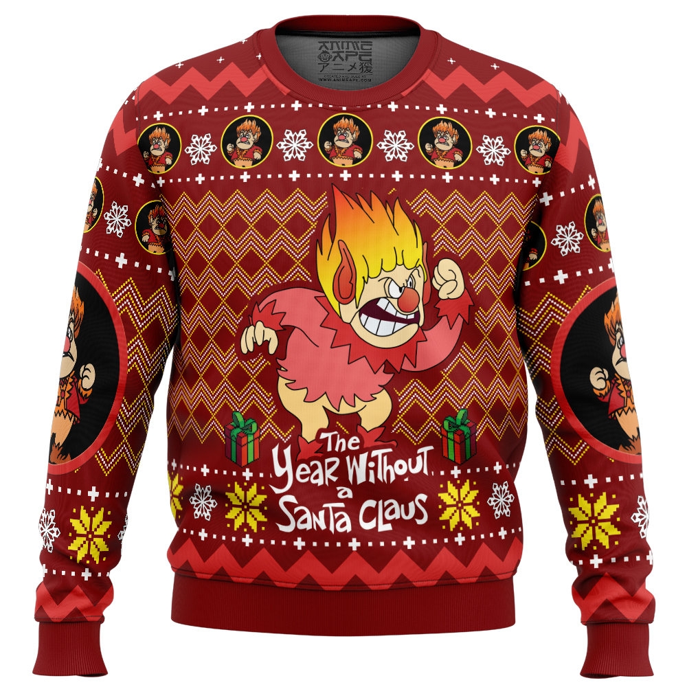 Heat Miser The Year Without A Santa Claus Ugly Christmas Sweater FRONT mockup