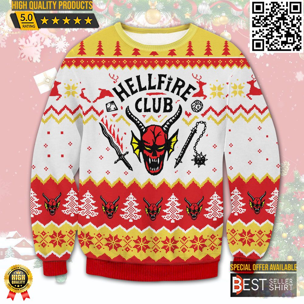 Hellfire Club Ugly Christmas Sweater Stranger Things Xmas Gifts For Fan