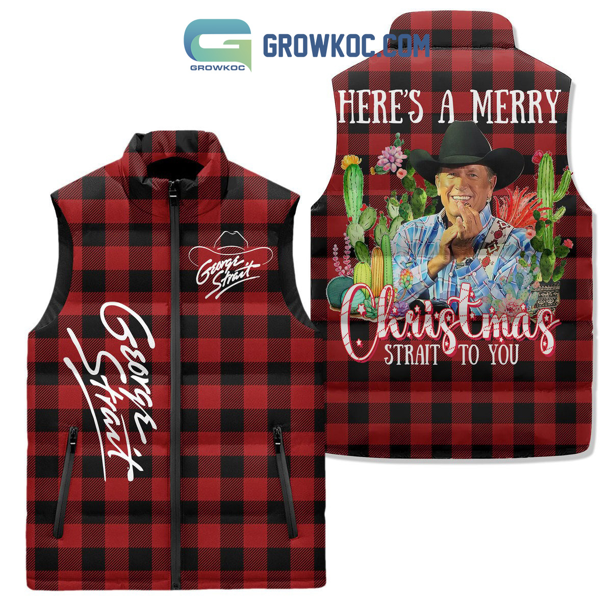 Here Is A Merry Christmas Strait To You Geogle Strait Christmas Country Sleeveless Puffer Jacket2B1 E9YUb