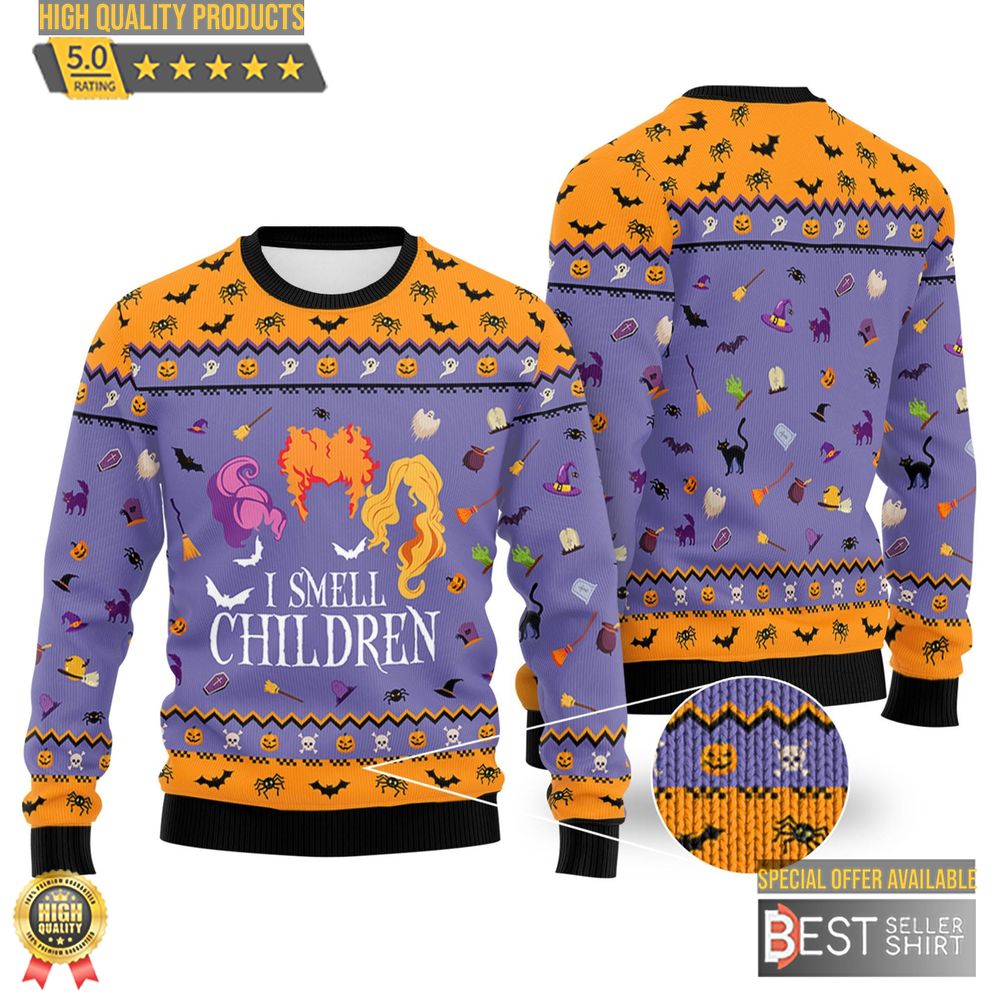 Hocus Pocus I Smell Children Christmas Ugly Sweater Sanderson Sisters Christmas Sweatshirt Ugly Christmas Sweater 1