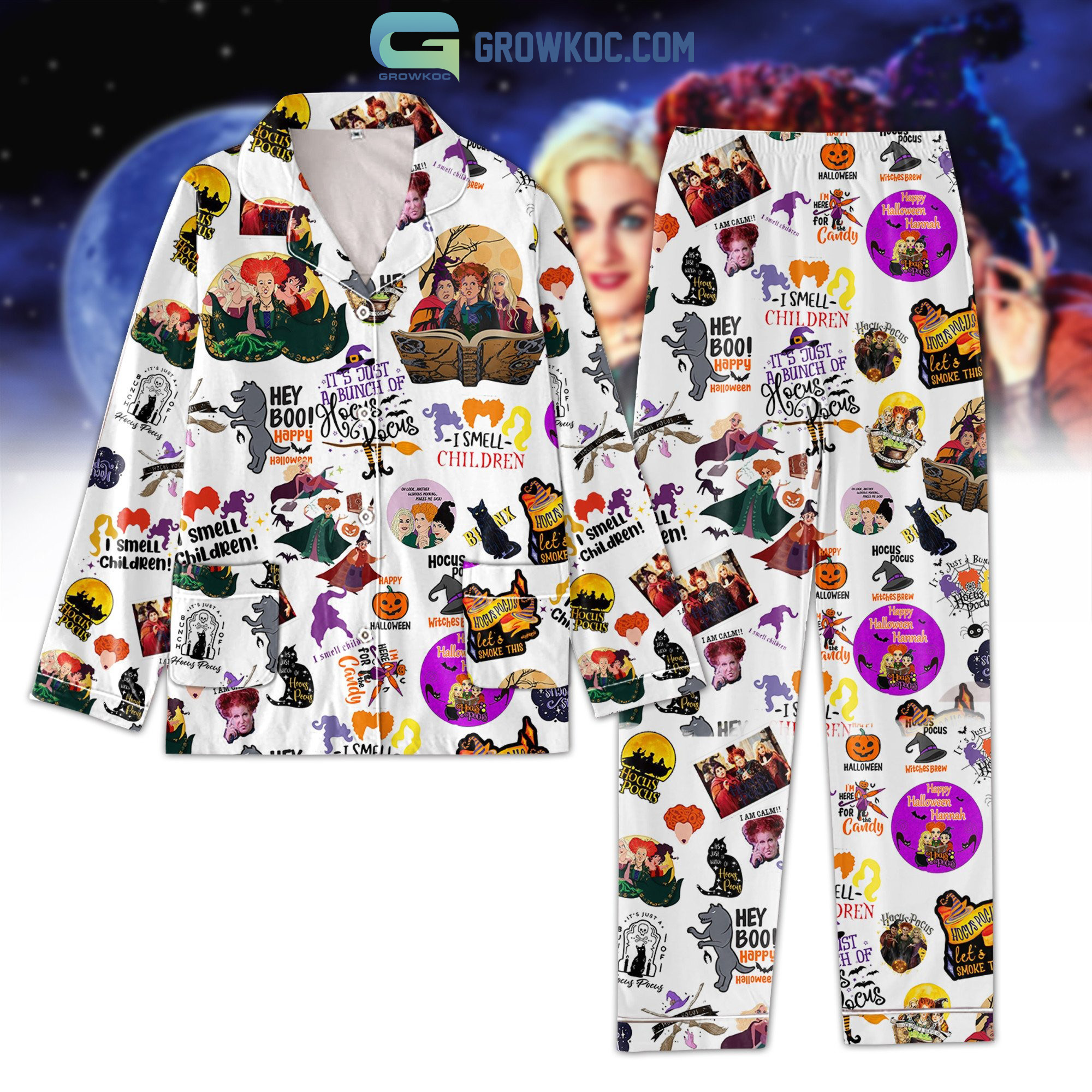 Hocus Pocus Its Just A Bunch Happy Halloween Pajamas Set2B1 APw9g