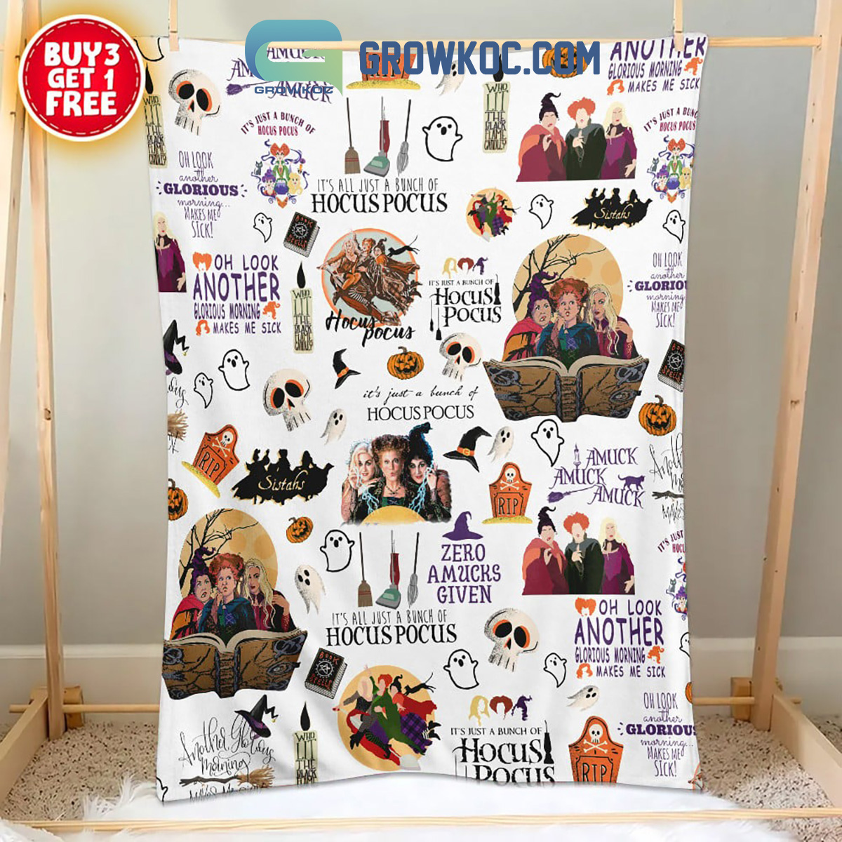 Hocus Pocus Witch Look Another Glorious Morning Makes Me Sick Fleece Blanket Quilt2B1 DdA4l