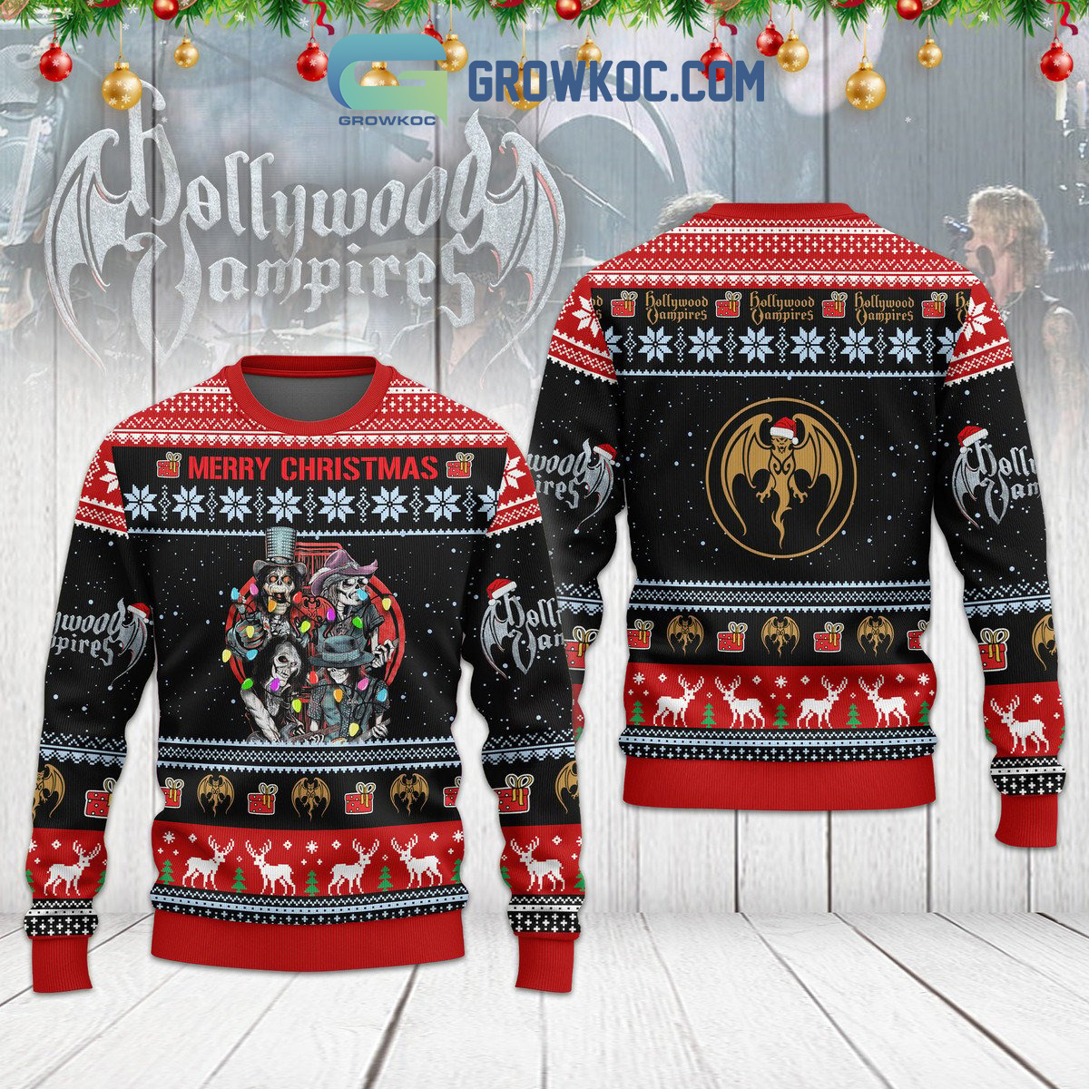 Hollywood Vampires Snow Merry Christmas Ugly Sweater2B1 fFYVL