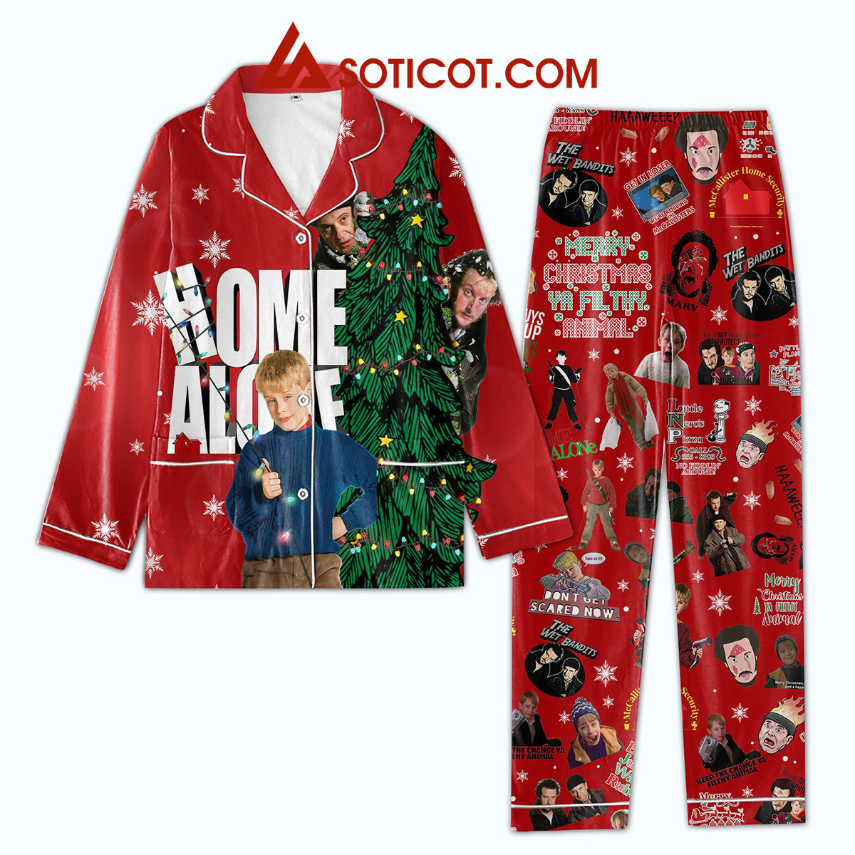 Home Alone Merry Christmas Ya Filthy Animal The Wet Bandits Dont Get Scared Now Silk Pajamas Set2B0 JOaBm