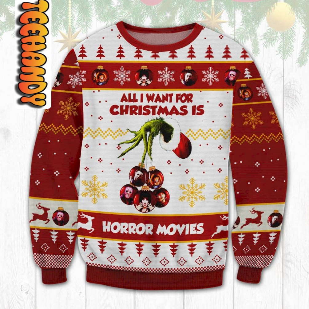 Horror Movies Grinch Ugly Christmas Sweater