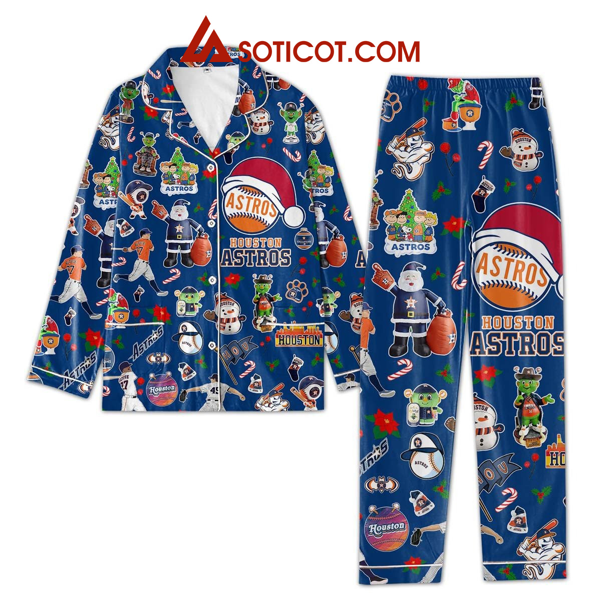 Houston Astros Christmas Funny Pajamas Set2B1 OTZv3