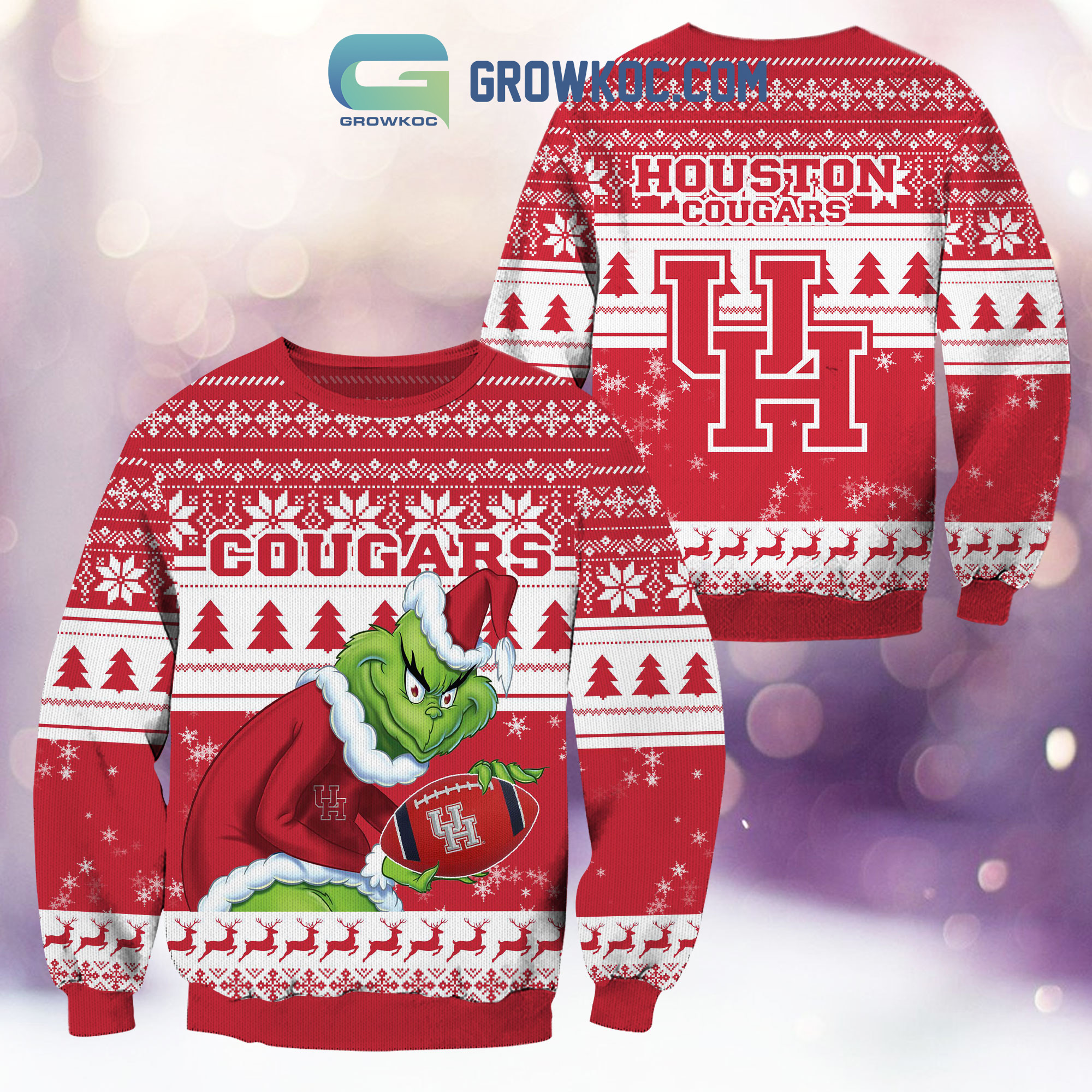 Houston Cougars Grinch NCAA Christmas Ugly Sweater2B1 HVNNn