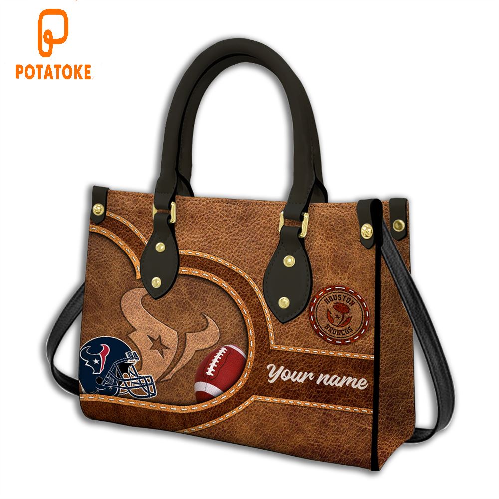 Houston Texans Custom Name NFL Leather Bag