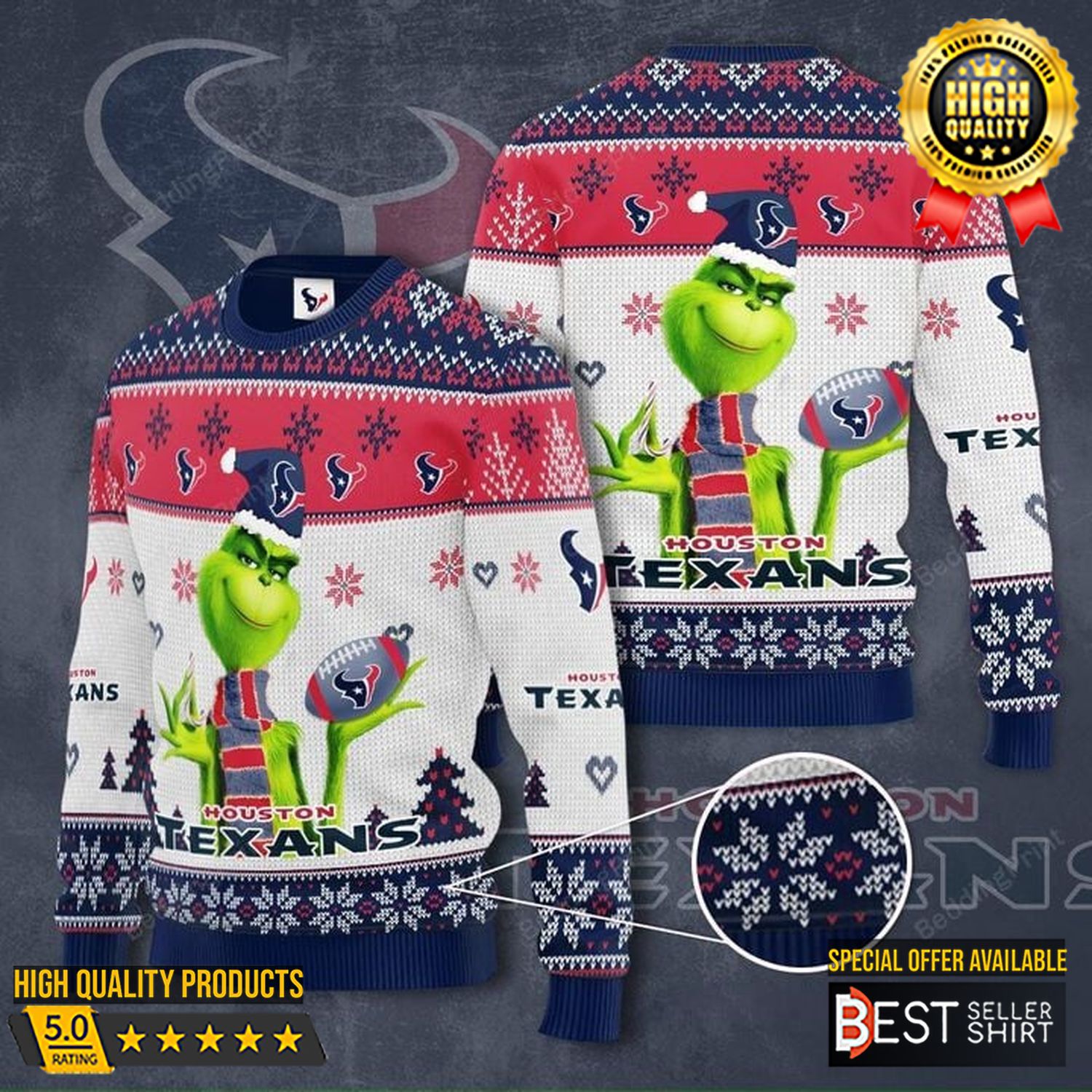 Houston Texans Football Nfl Grinch Ugly Christmas Sweater Grinch Christmas Movie