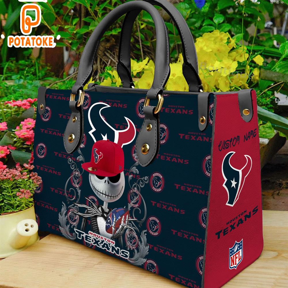 Houston Texans NFL Jack Skellington Women Leather Hand Bag