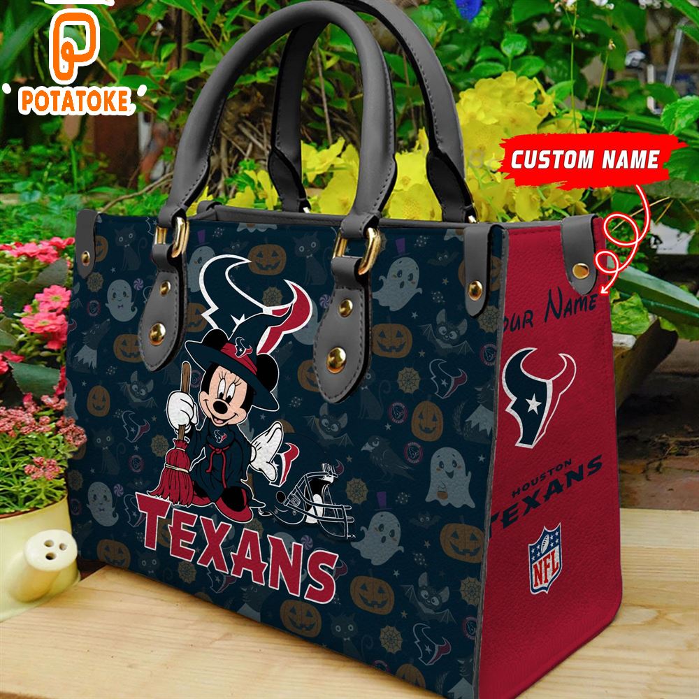 Houston Texans NFL Minnie Halloween Women Leather Hand Bag