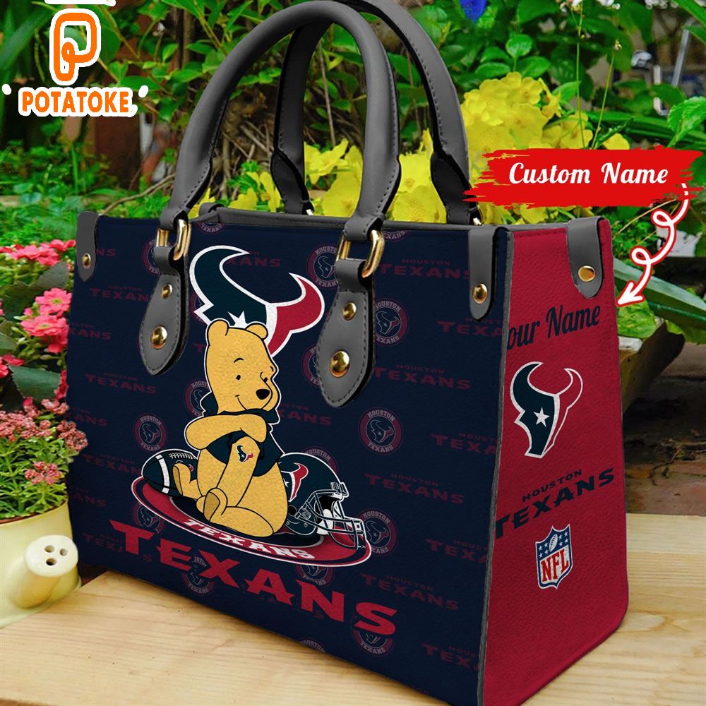 Houston Texans Pooh Bear Women Leather Hand Bag