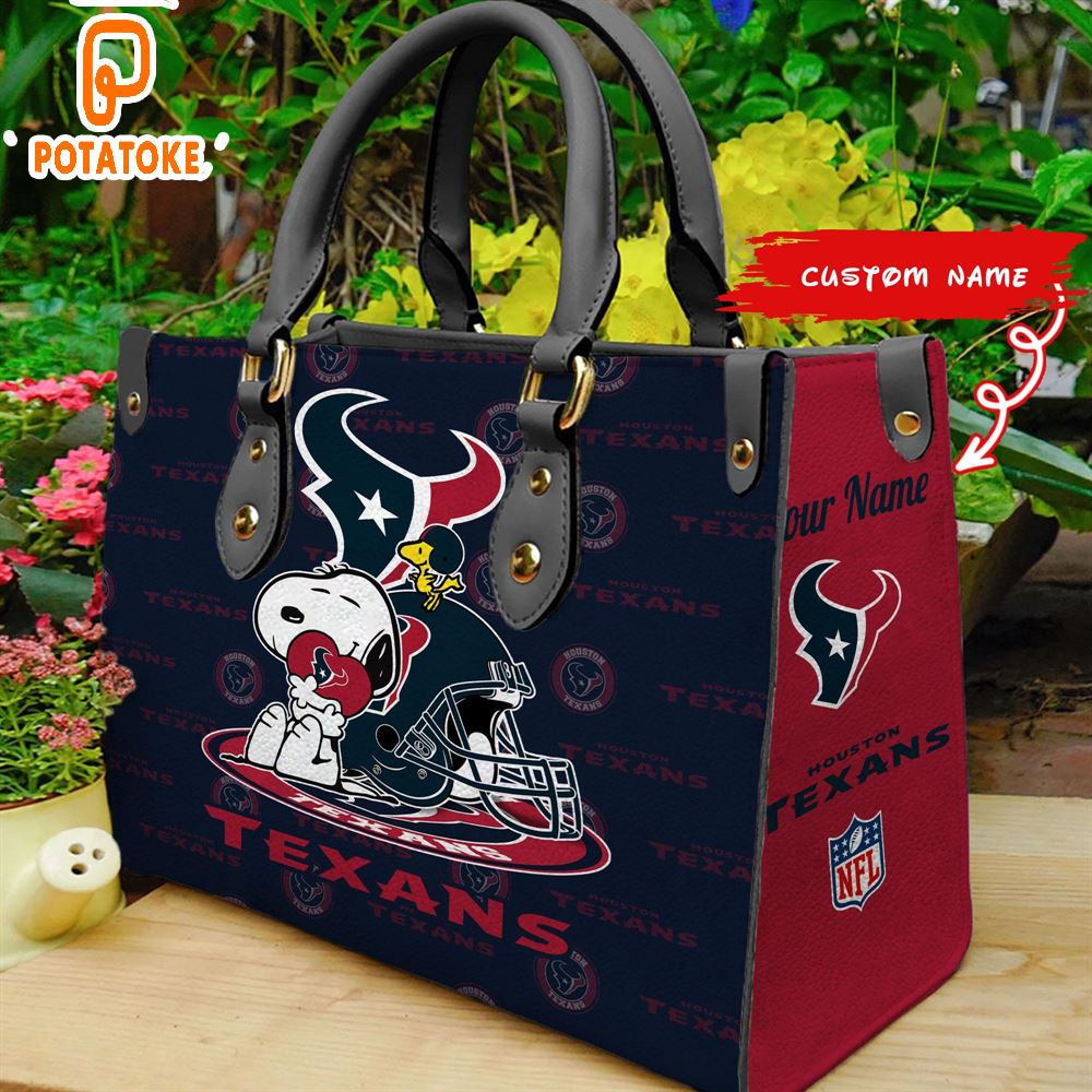 Houston Texans Snoopy Women Leather Hand Bag