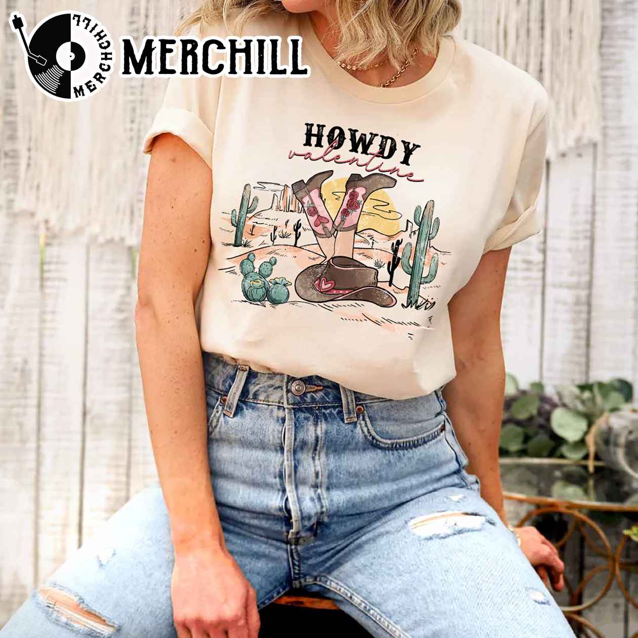 Howdy Valentine Sweatshirt Retro Cowboy Valentines Gift