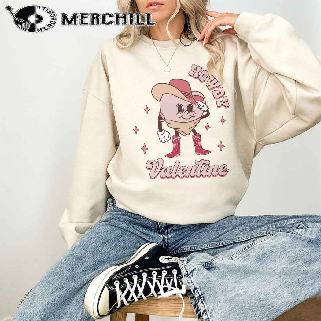 Howdy Valentine Western Sweatshirt Retro Western Valentine Shirt