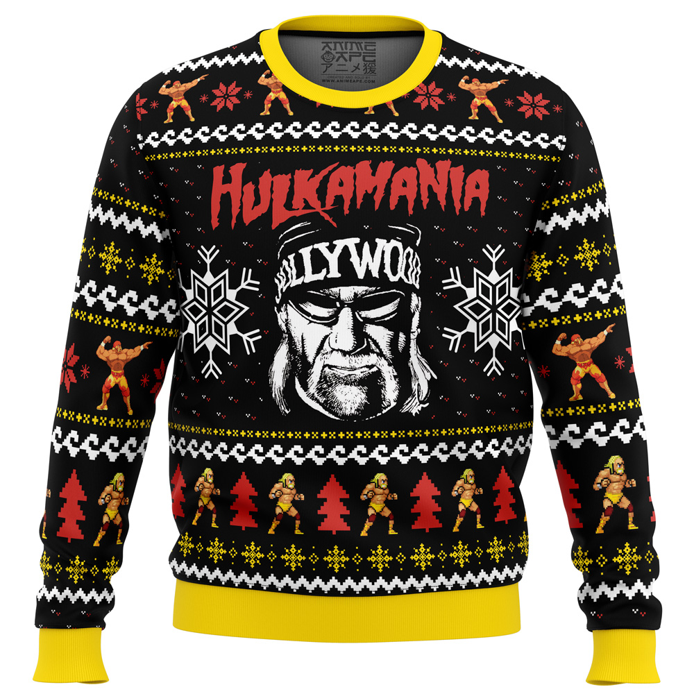 Hulkamania Hulk Hogan PC Ugly Christmas Sweater FRONT mockup