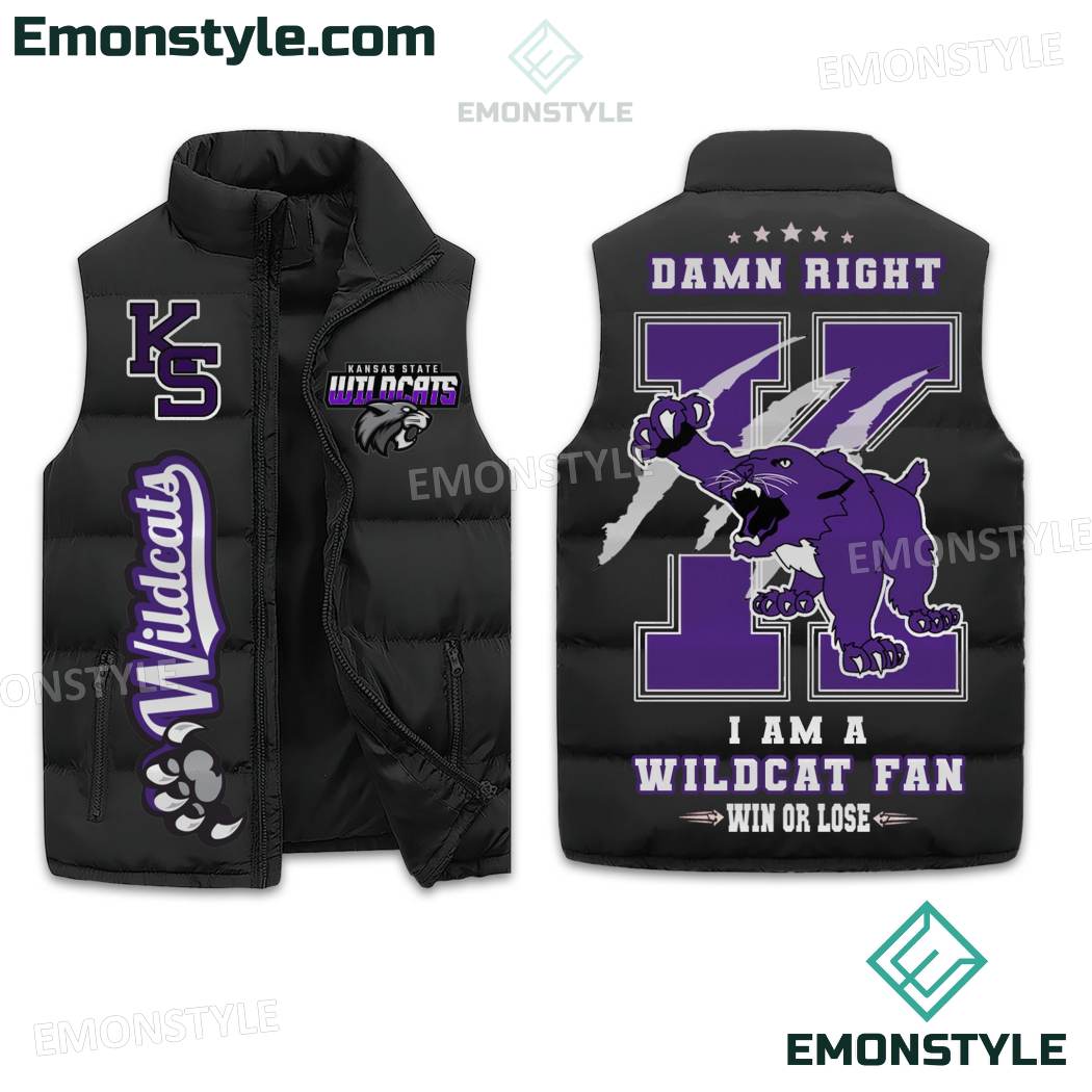 I Am A Kansas State Wildcats Fan Win Or Lose Puffer Vest