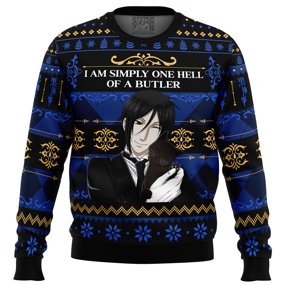 I Am Simply One Hell Of A Butler Black Butler Ugly Christmas Sweater FRONT mockup