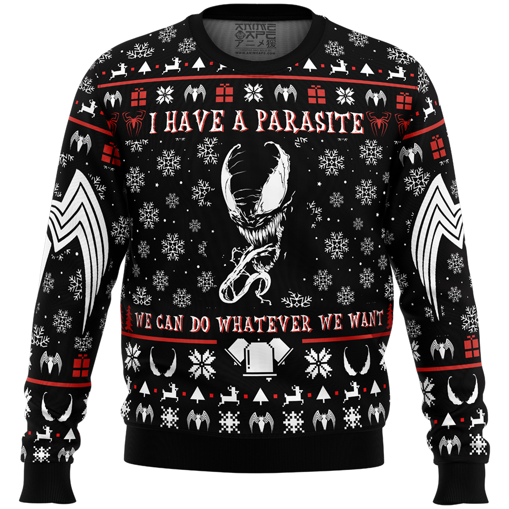 I Have A Parasite Venom Ugly Christmas Sweater FRONT mockup