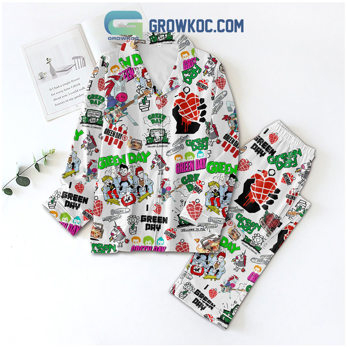 I Love Green Day Welcome To Paradise Polyester Pajamas Set2B1 sPyhH