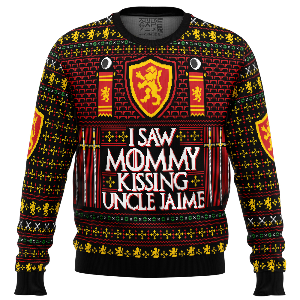 I Saw Mommy Kissing Uncle Jaime Ugly Christmas Sweater FRONT mockup