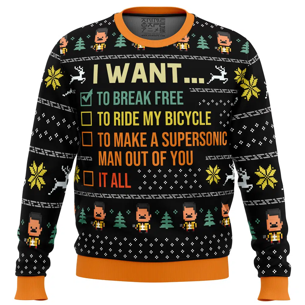 I Want To Break Free Queen Ugly Christmas Sweater FRONT mockup