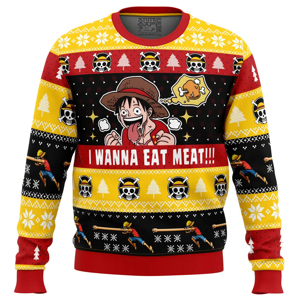 I Want To Eat Meat OP Ugly Christmas Sweater FRONT mockup