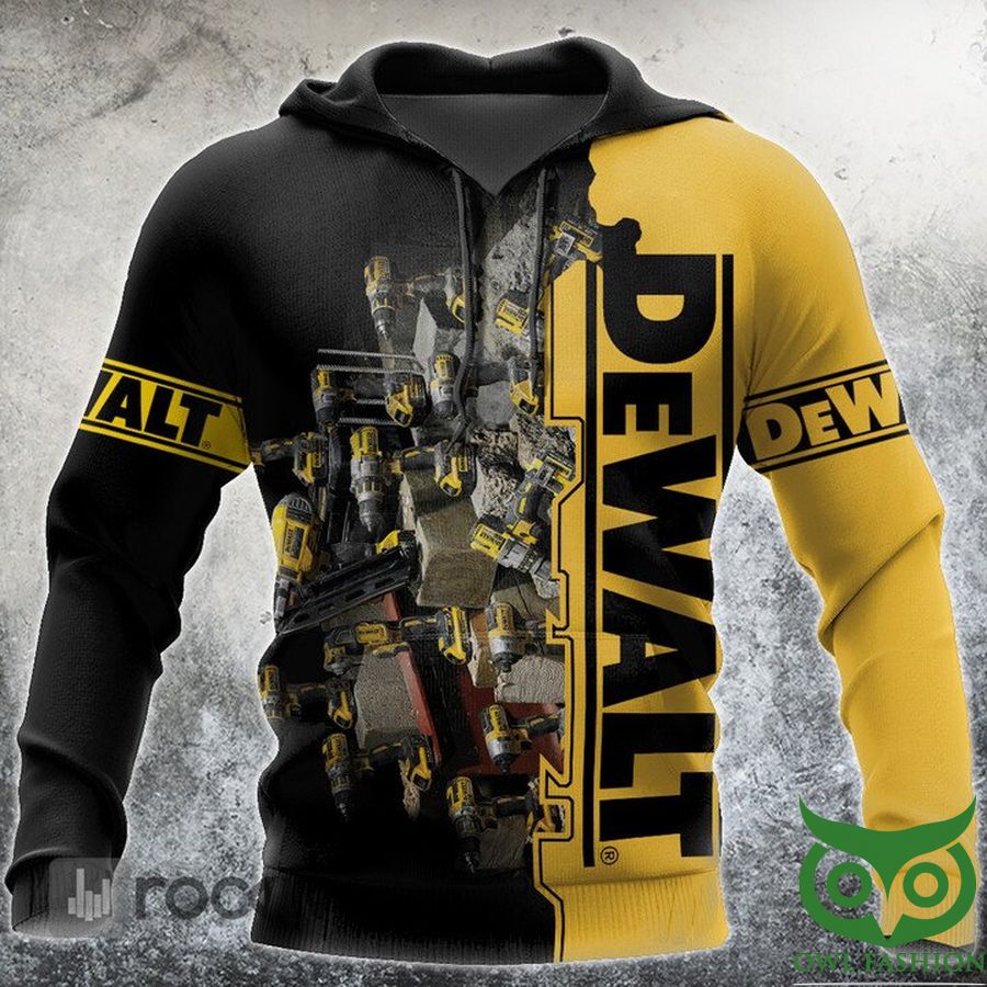 IDRusKMD 18 DeWALT Half Black Half Yellow with Metal Drill 3D Hoodie