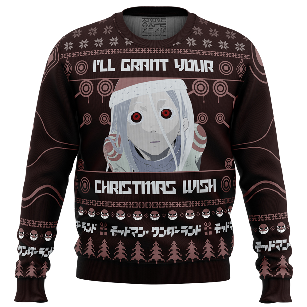 Ill Grant Your Christmas Wish Deadman Wonderland Ugly Christmas Sweater FRONT mockup