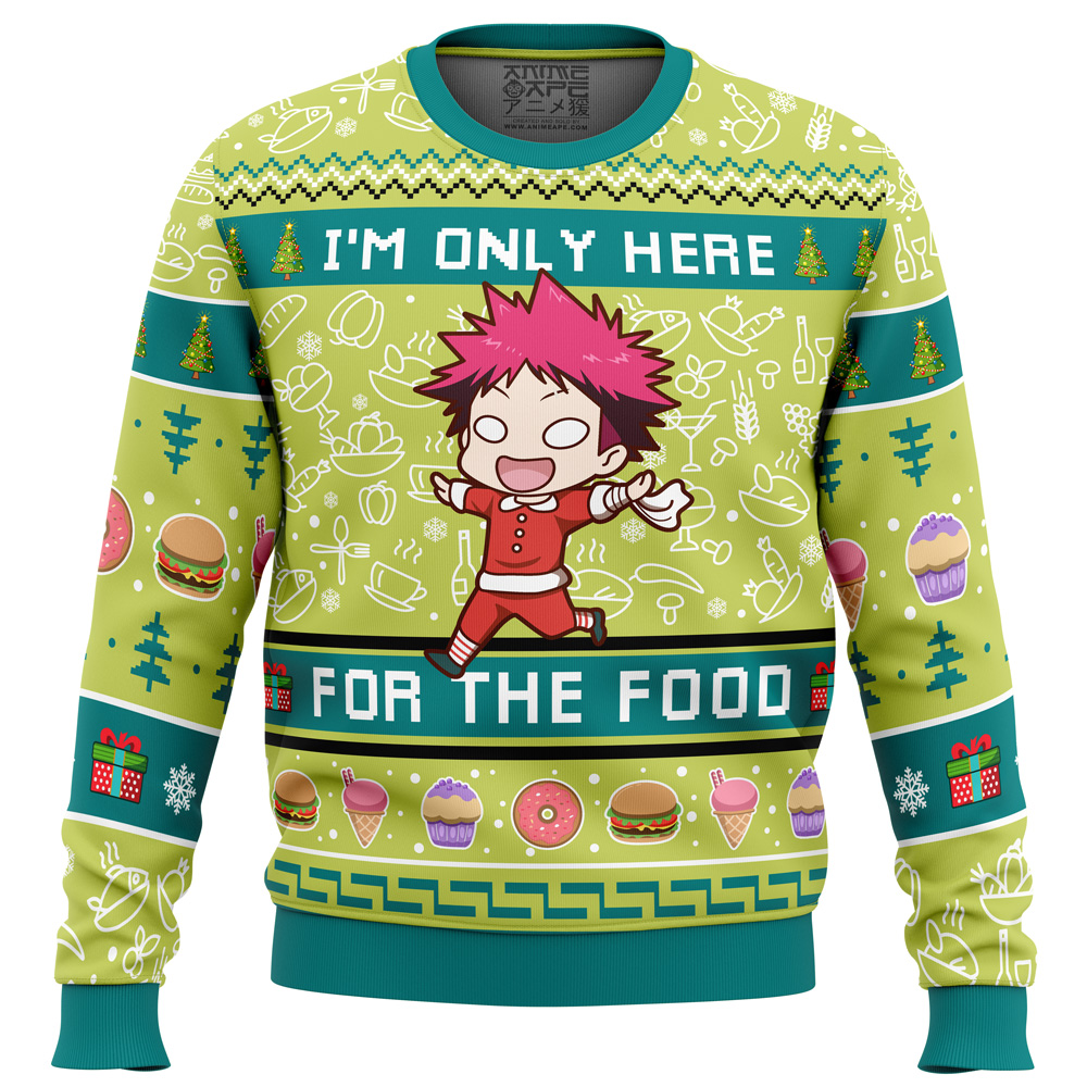 Im Only Here For The Food Food Wars Ugly Christmas Sweater FRONT mockup