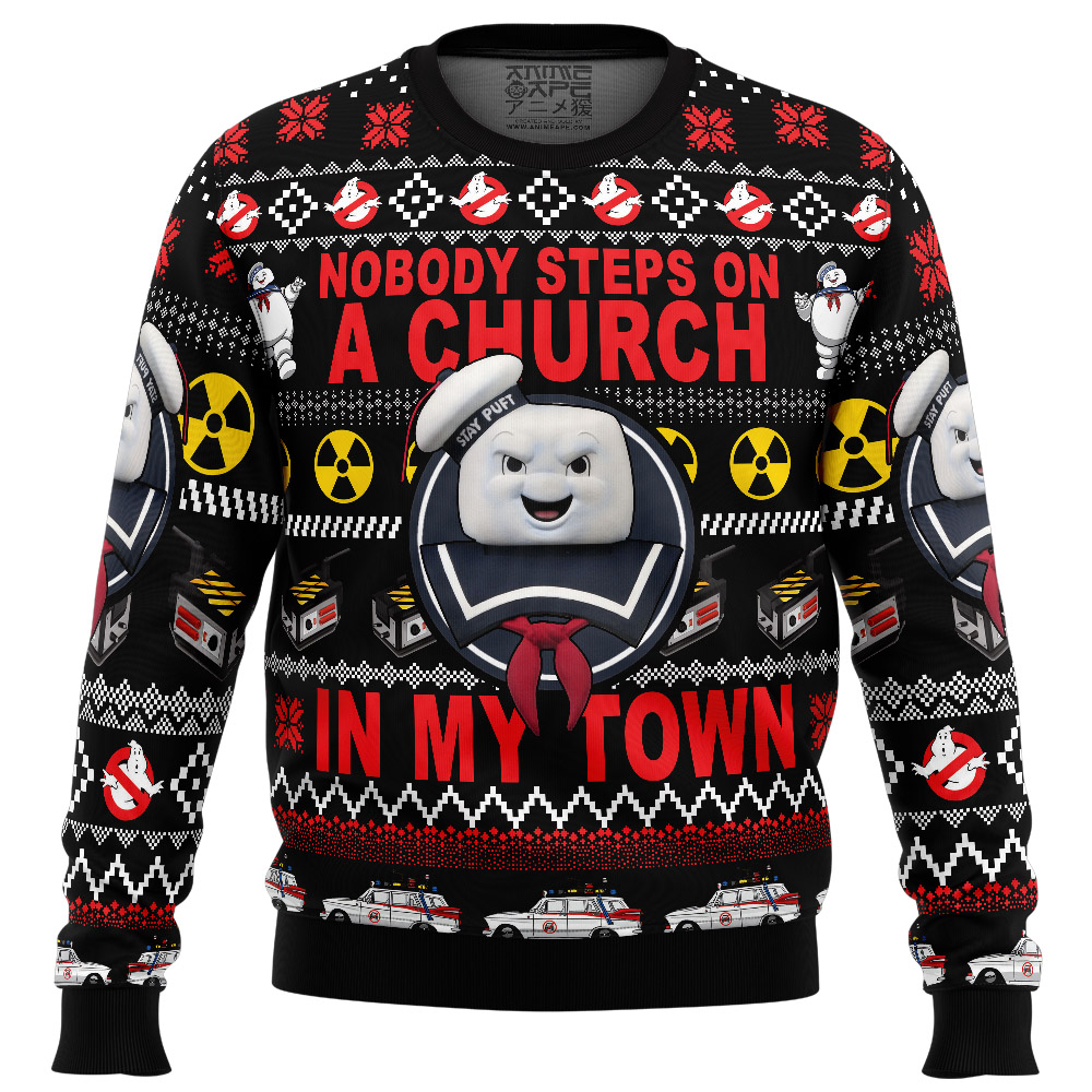 In My Town Ghostbusters Ugly Christmas Sweater FRONT mockup