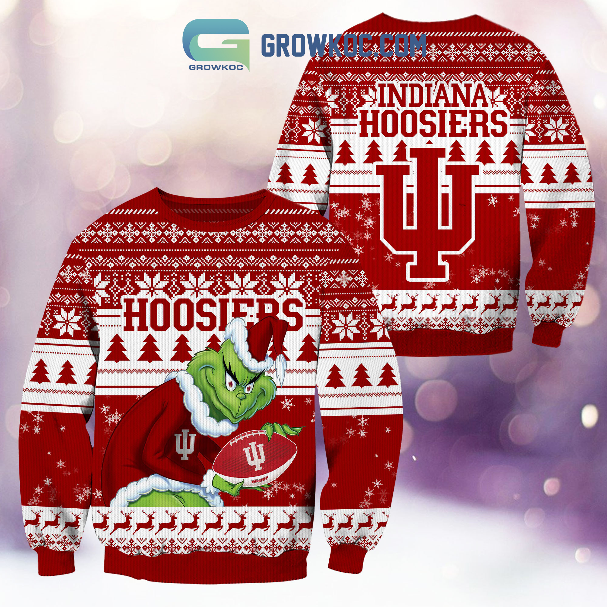 Indiana Hoosiers Grinch NCAA Christmas Ugly Sweater2B1 WZxAV