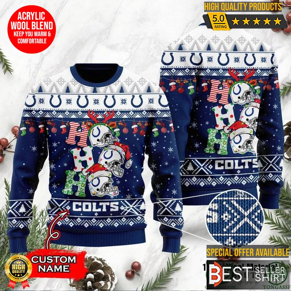 Indianapolis Colts Football Logo Hohoho Christmas Ugly Sweater Personalized Shirt 1