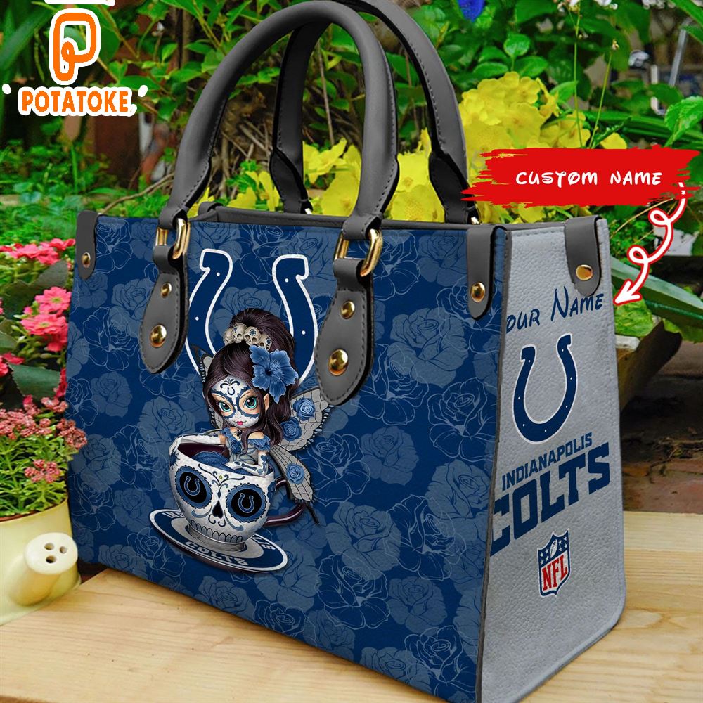 Indianapolis Colts Sugar Skull Girl Women Leather Hand Bag