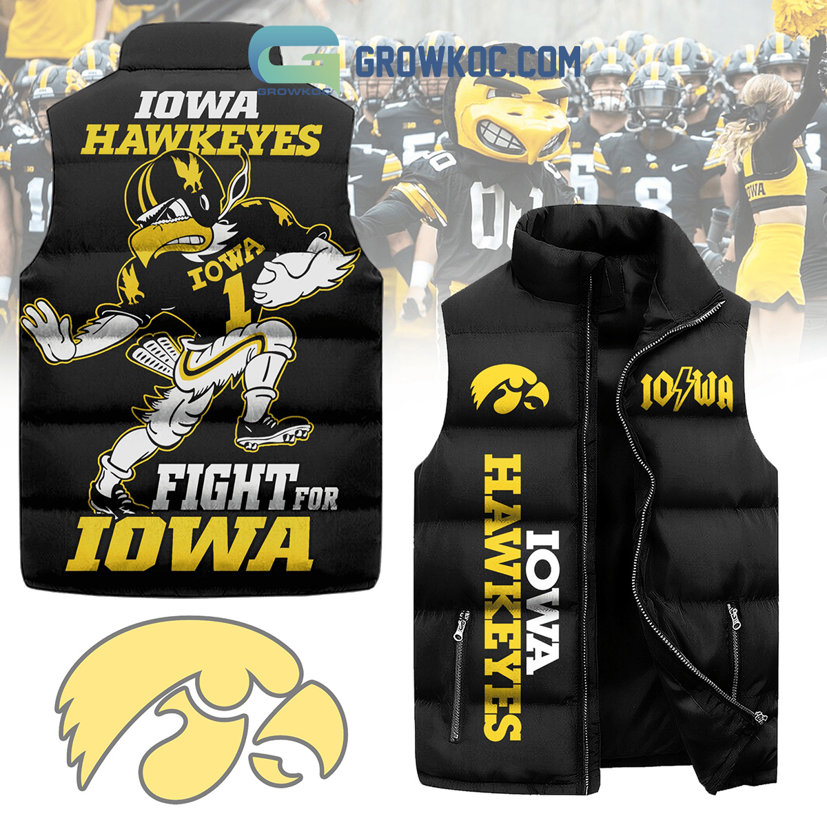 Iowa Hawkeyes Fight For Iowa Sleeveless Puffer Jacket2B1 1OXNm