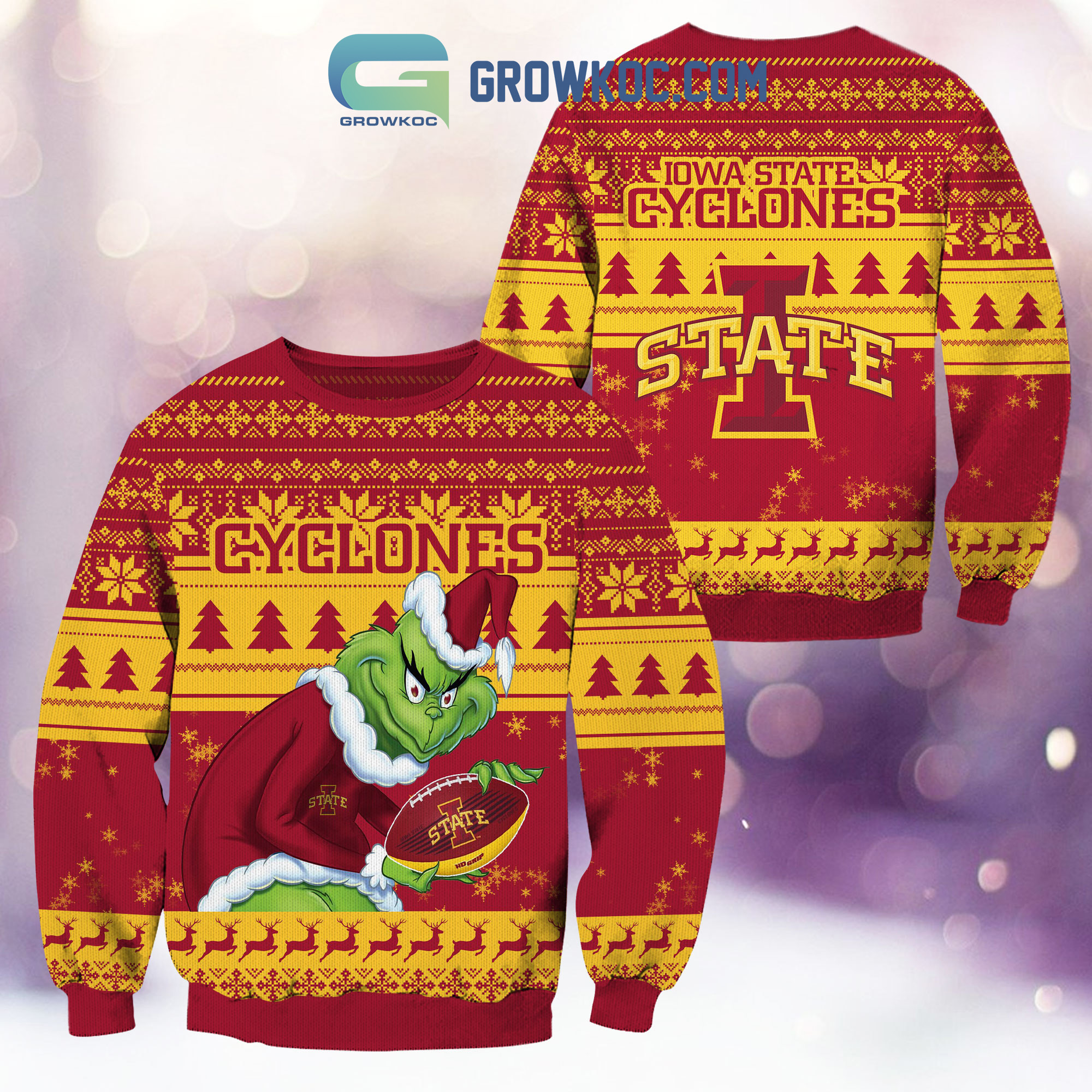 Iowa State Cyclones Grinch NCAA Christmas Ugly Sweater2B1 KeDw8