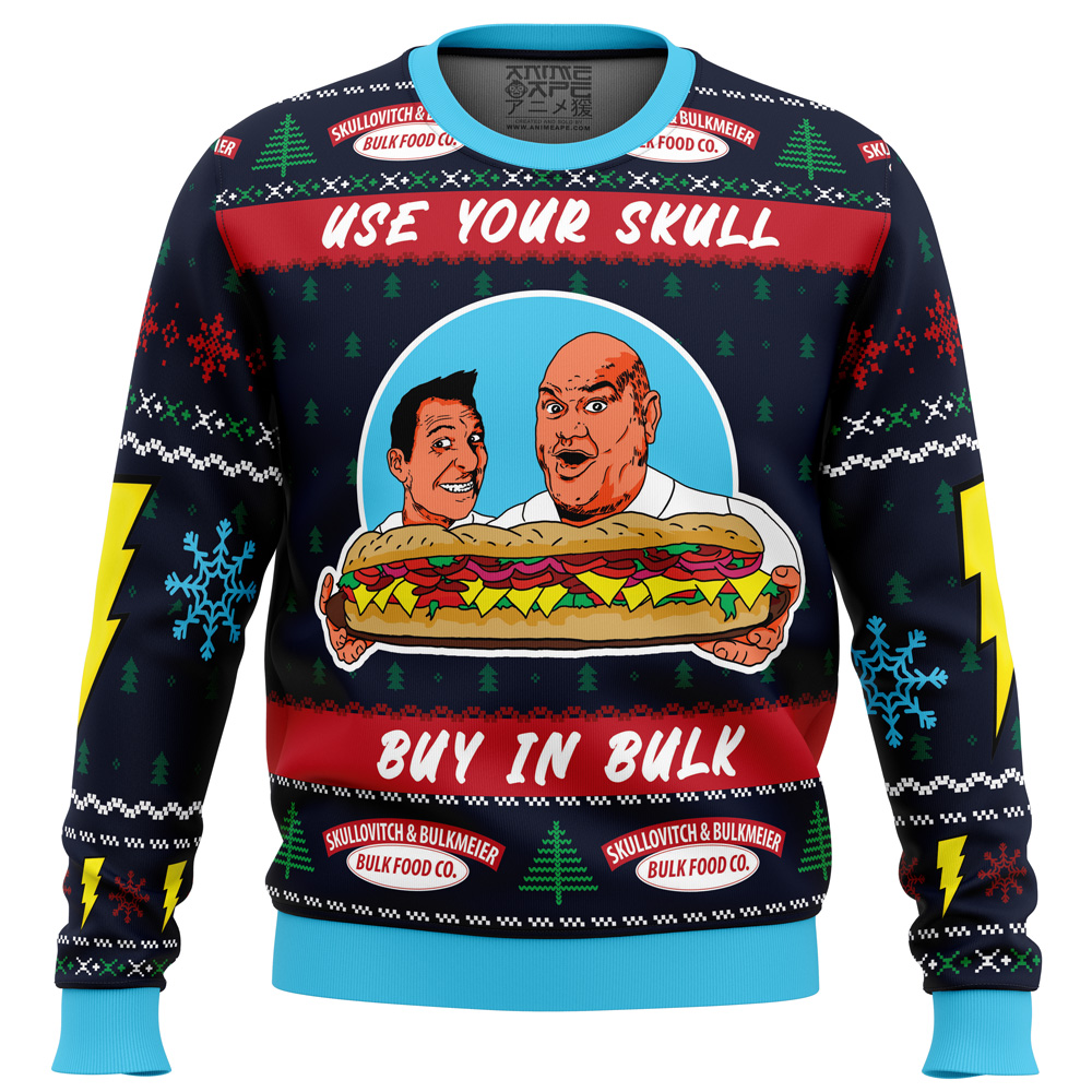 Its Bulk and Skull PR Ugly Christmas Sweater FRONT mockup