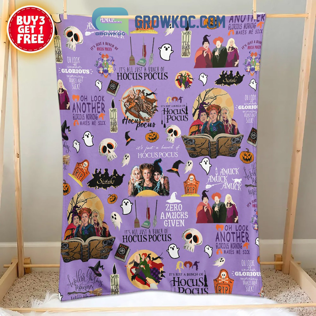 Its Just A Bunch Of Hocus Pocus Zero Amucks Given Halloween Fleece Blanket Quilt2B1 VqLBF