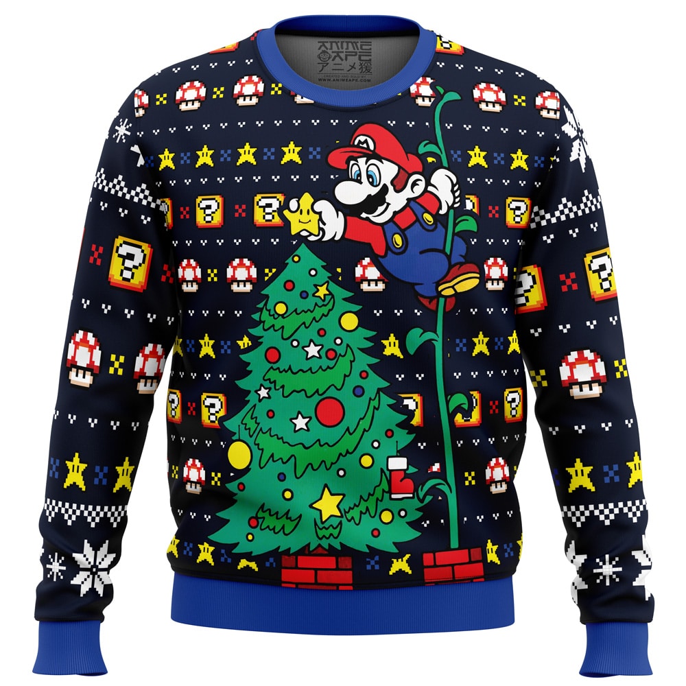 Its a Tree Super Mario Bros PC Ugly Christmas Sweater front mockup 1