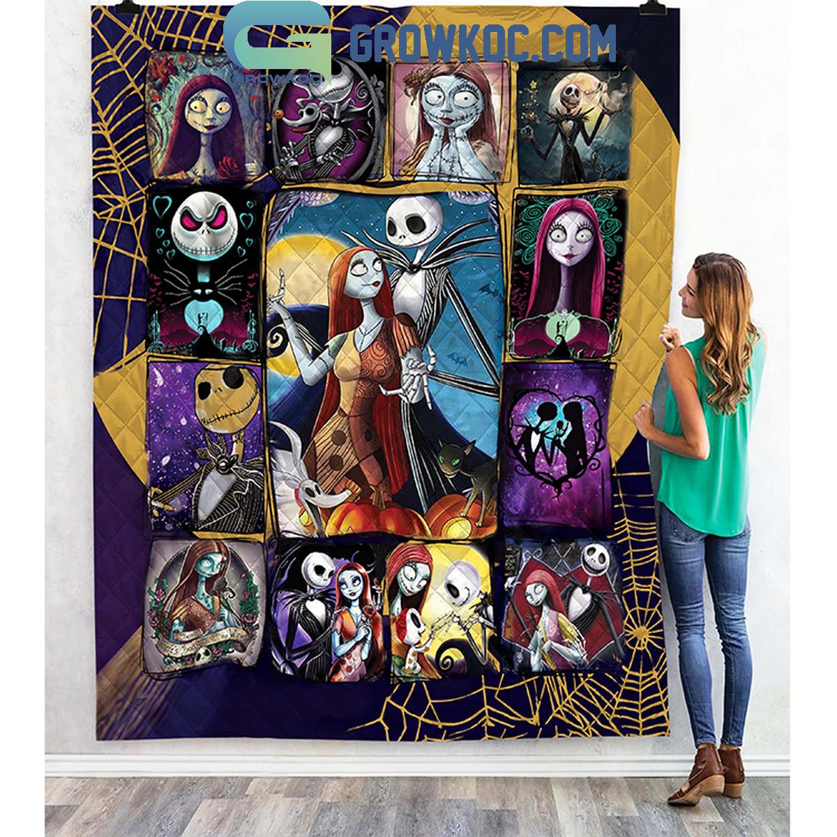 Jack Skellington And Sally 2024 True Love Fleece Blanket Quilt 1 SsUKp