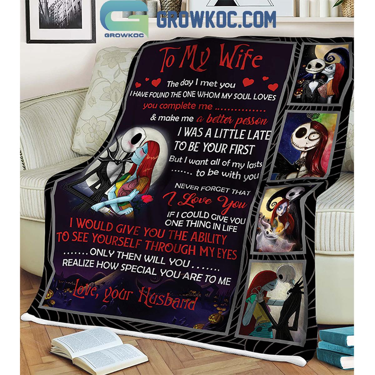 Jack Skellington Halloween To My Wife The Day I Met You Fleece Blanket Quilt 1 Tww9r