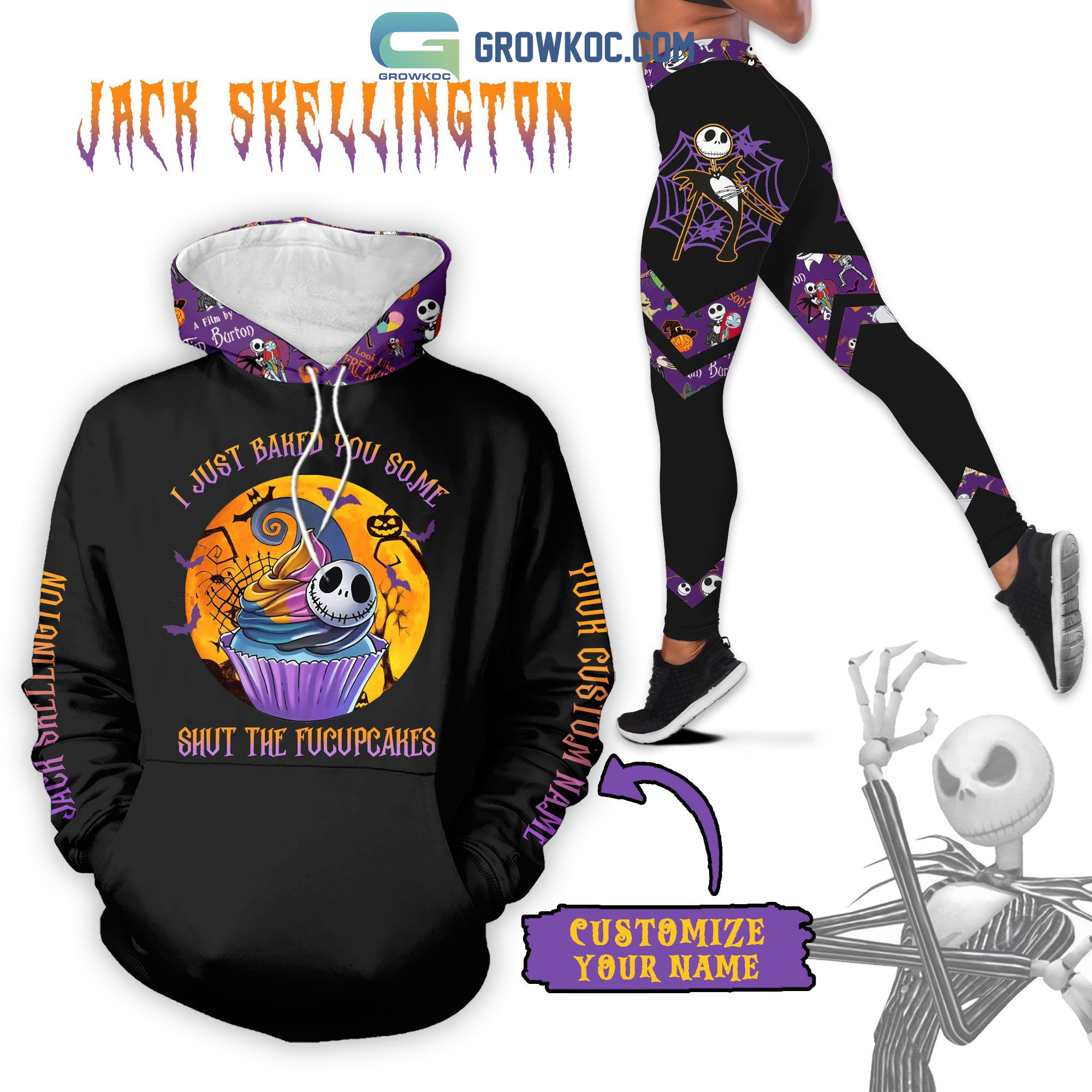 Jack Skellington I Just Baked You Some Shut The Fucupcakes Personalized Hoodie Leggings Set2B1 8PgFb