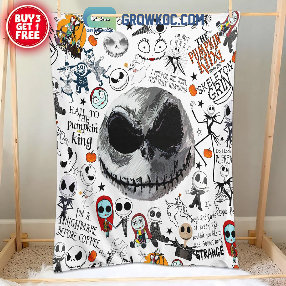 Jack Skellington Im A Nightmare Before Christmast Hail To The Pumpkin King Fleece Blanket Quilt2B1 yRCdt