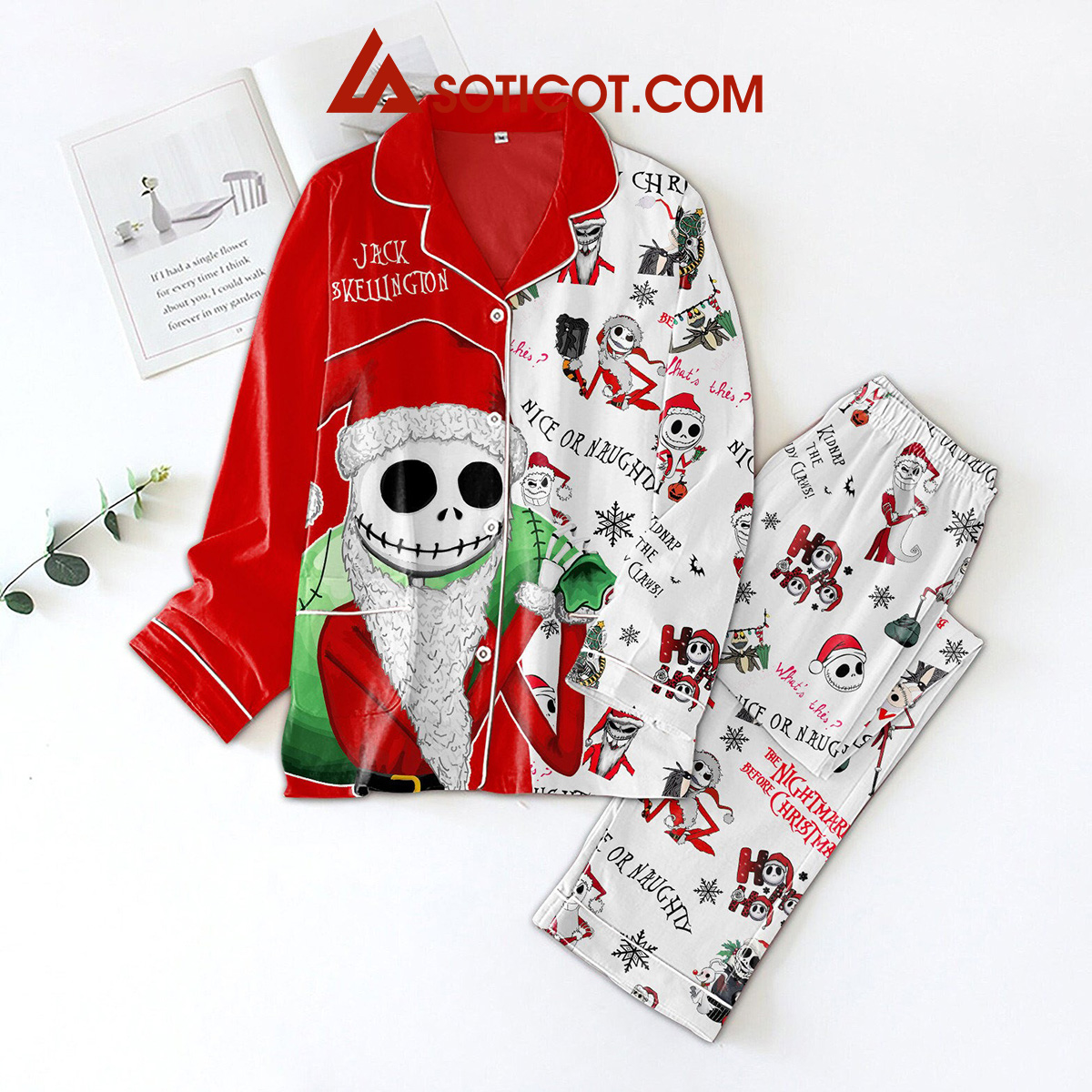 Jack Skellington Nice Or Naughter Pajamas Set2B1 BCJIO