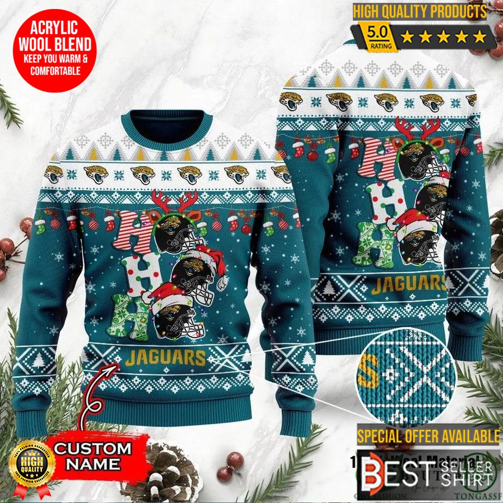 Jacksonville Jaguars Football Logo Hohoho Christmas Ugly Sweater Personalized Shirt 1