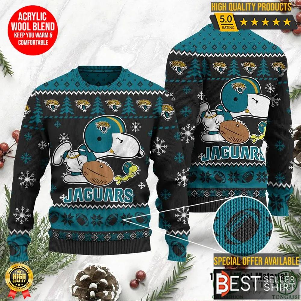 Jacksonville Jaguars Logos American Football Snoopy Dog Christmas Ugly Sweater 1