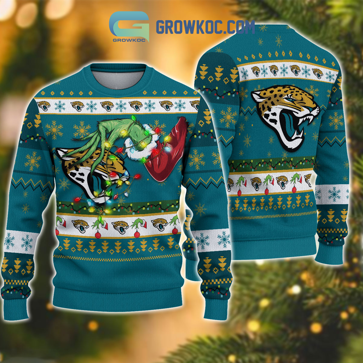 Jacksonville Jaguars NFL Grinch Christmas Ugly Sweater2B1 Rby6i