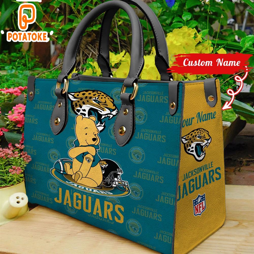 Jacksonville Jaguars Pooh Bear Women Leather Hand Bag