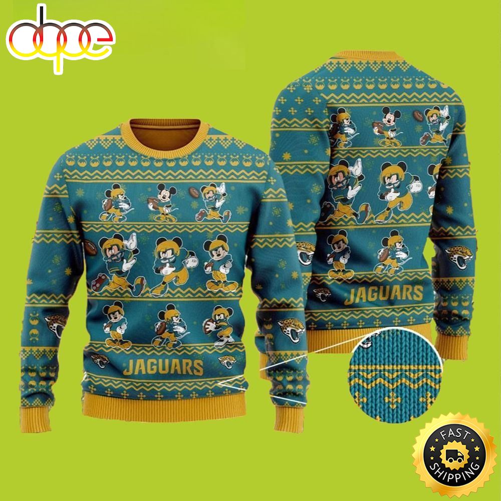 Jacksonville Jaguars Mickey Disney Ugly Christmas Sweater 1 qhdw9x